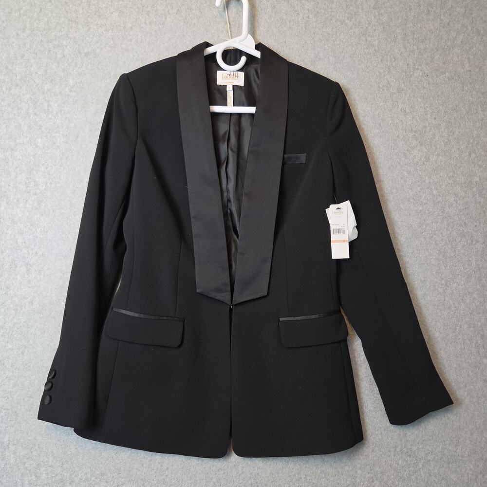 NWT Laundry By Shelli Segal Black Tuxedo Blazer Jacket Women's 2 Shoulder Pads